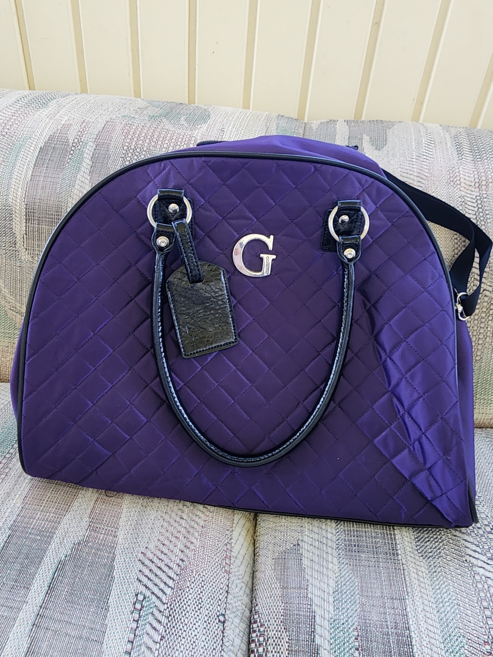 Guess Purple Quilted Overnight Bag Luggage